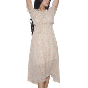 OFFWHITE SELF PRINTED FLORAL ONE PIECE