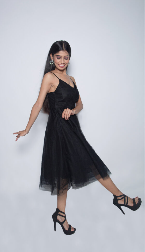 BLACK SATIN NET ONE PIECE - Image 3