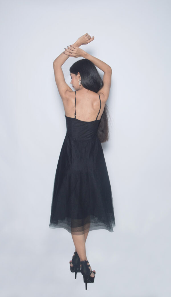 BLACK SATIN NET ONE PIECE - Image 4