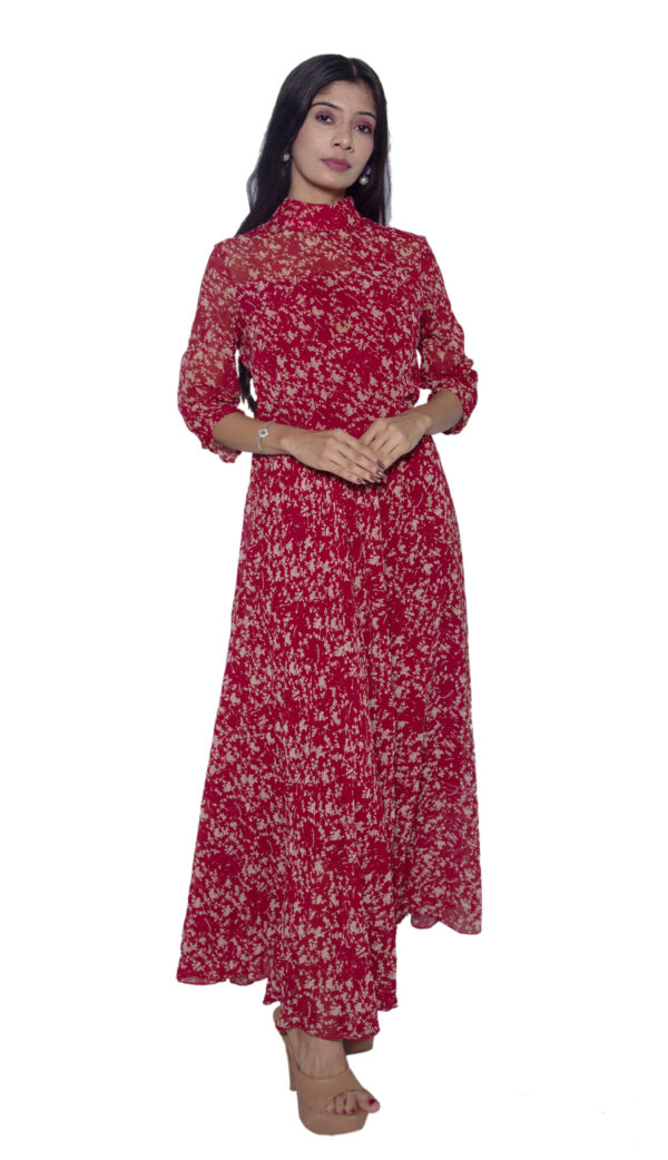 FULL LENGTH CHINESE COLLAR ONE PIECE GOWN - Image 2