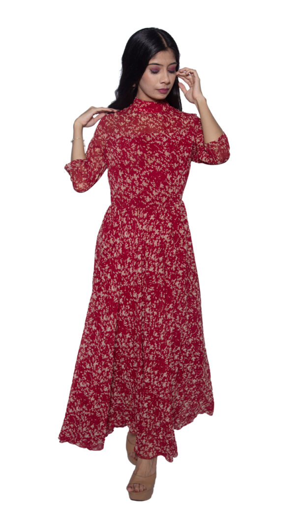 FULL LENGTH CHINESE COLLAR ONE PIECE GOWN - Image 3