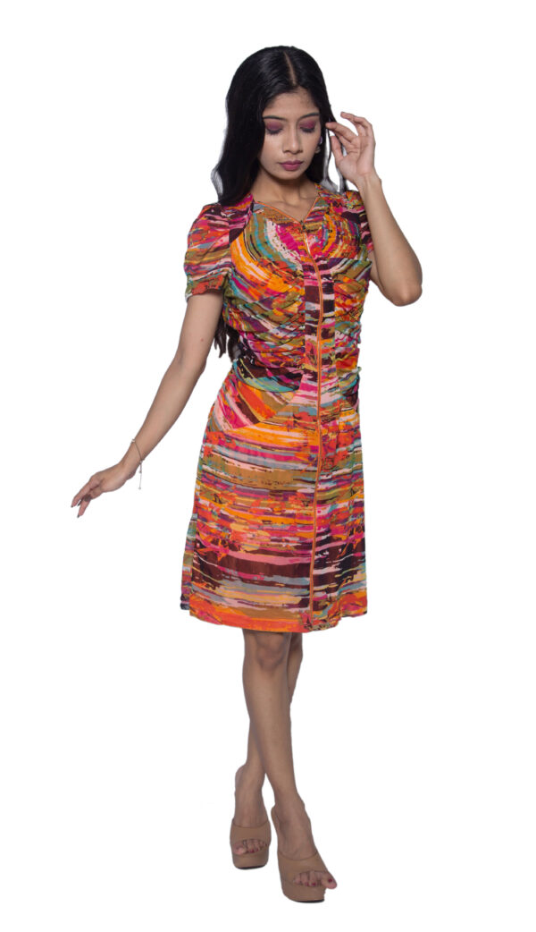 MULTICOLOURED IMPORTED FABRIC PARTY WEAR ONE PIECE - Image 2