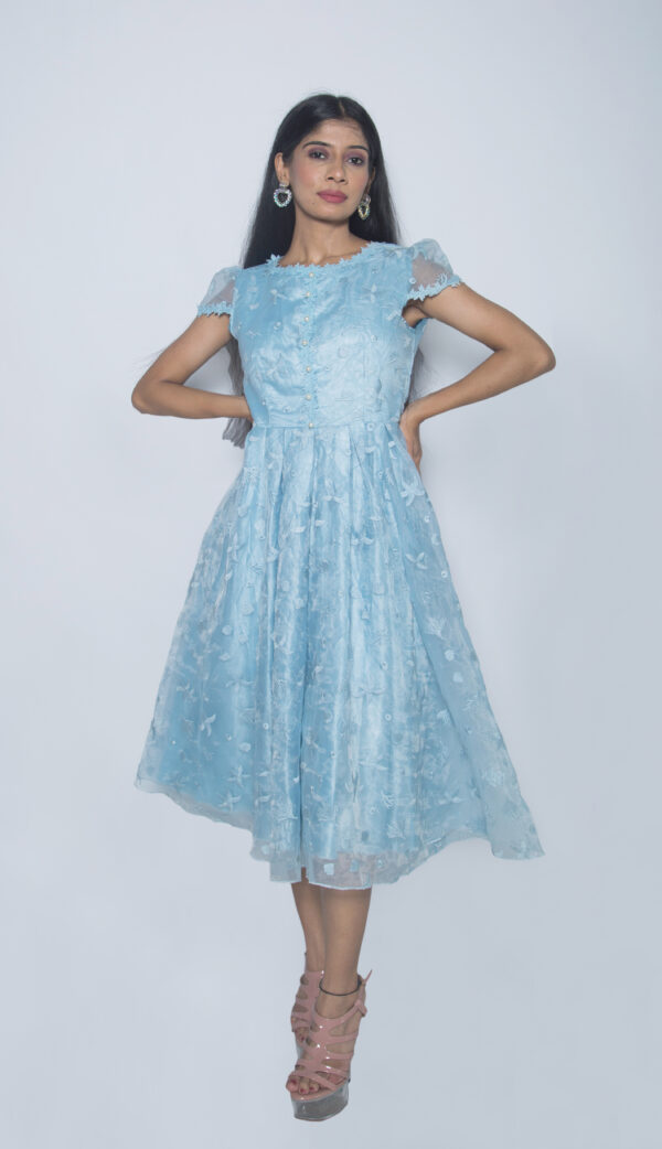 BLUE SATIN NET ONE PIECE - Image 2