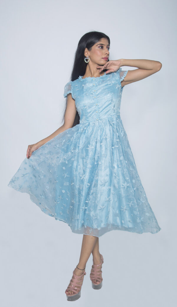 BLUE SATIN NET ONE PIECE - Image 3