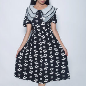 IMPORTED FABRIC BLACK FLORAL PARTY WEAR
