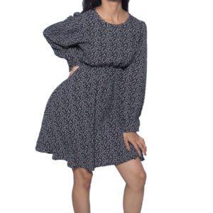 BLUE & WHITE PRINTED KNEE LENGTH ONE PIECE