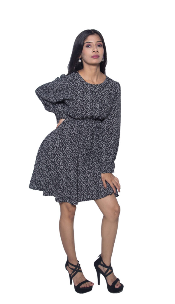 BLUE & WHITE PRINTED KNEE LENGTH ONE PIECE