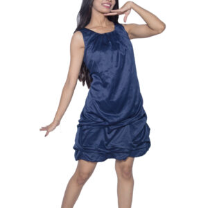 BLUE SATIN ONE PIECE PARTY WEAR