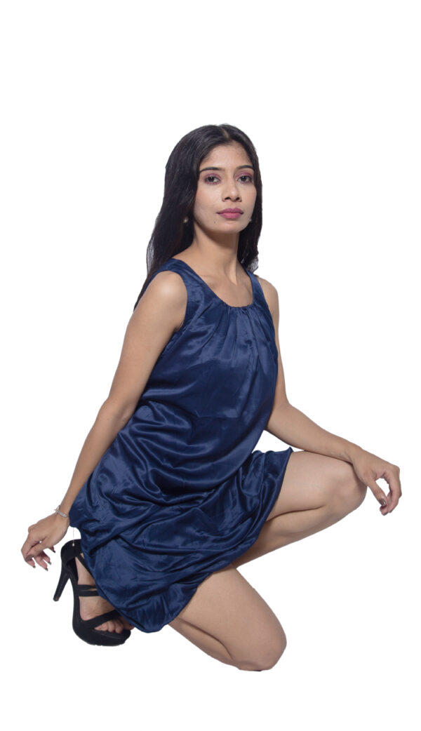 BLUE SATIN ONE PIECE PARTY WEAR - Image 2
