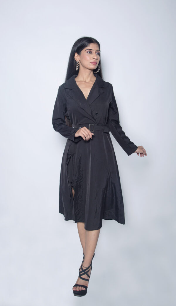 BLACK IMPORTED FABRIC KNEE LENGTH PARTY WEAR - Image 3