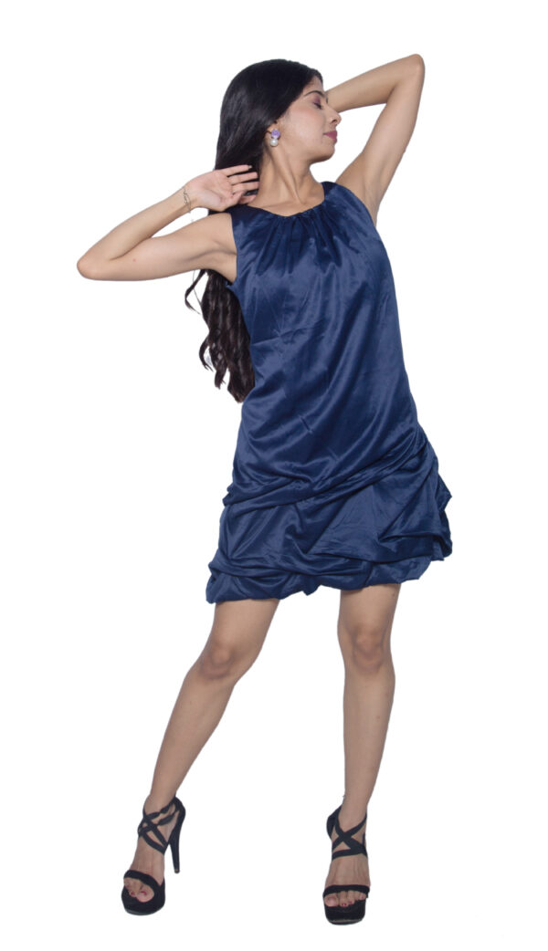 BLUE SATIN ONE PIECE PARTY WEAR - Image 3
