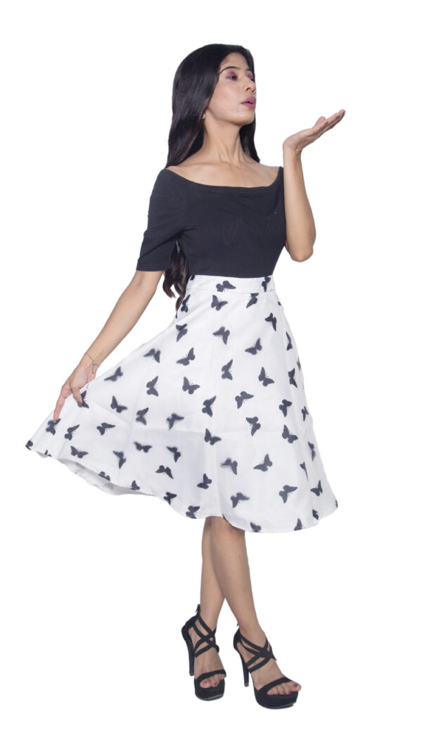 WHITE & BLUE SELF PRINTED COTTON BLEND PARTY WEAR