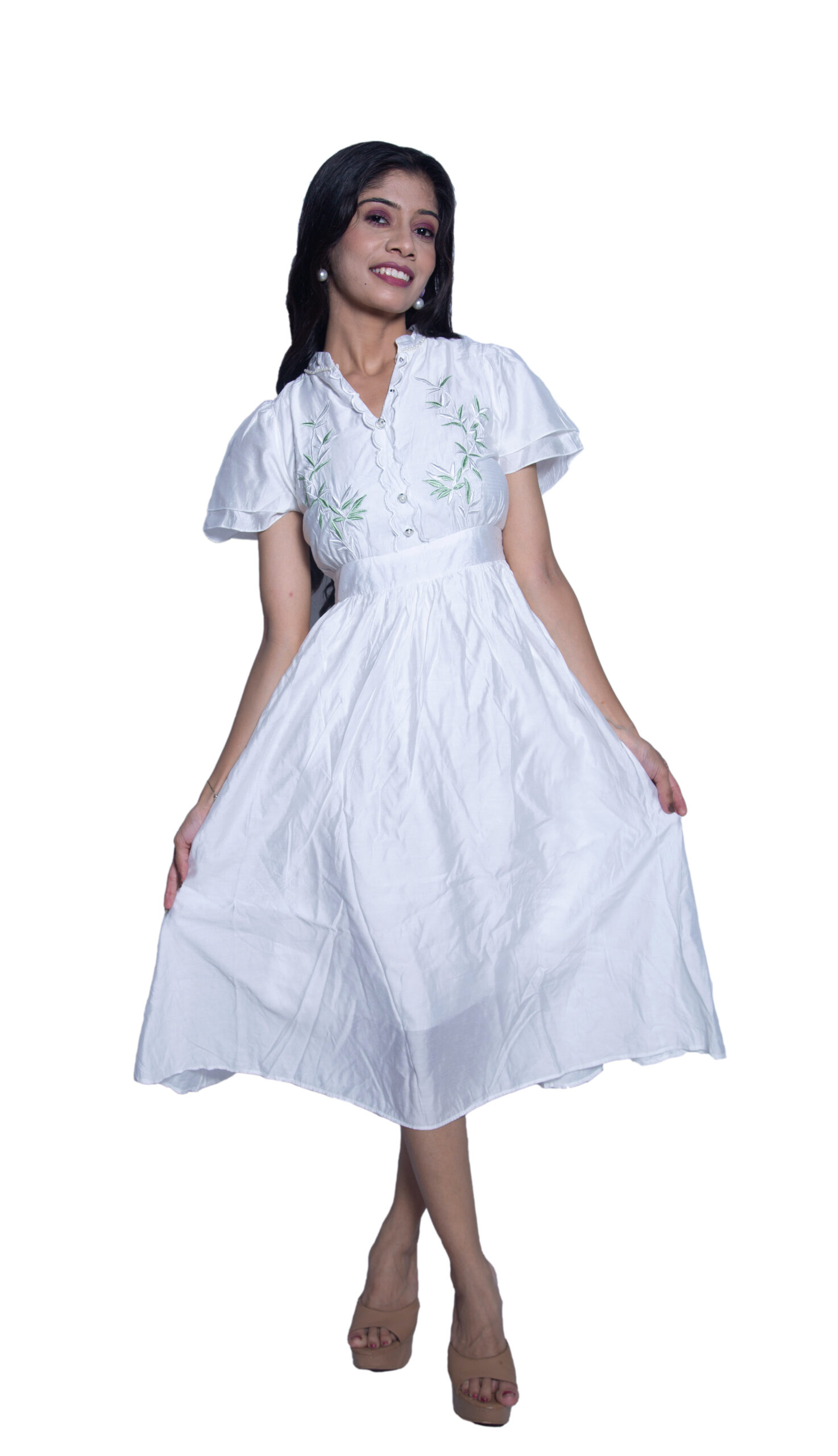 WHITE FLORAL EMBROEDERY ONE PIECE
