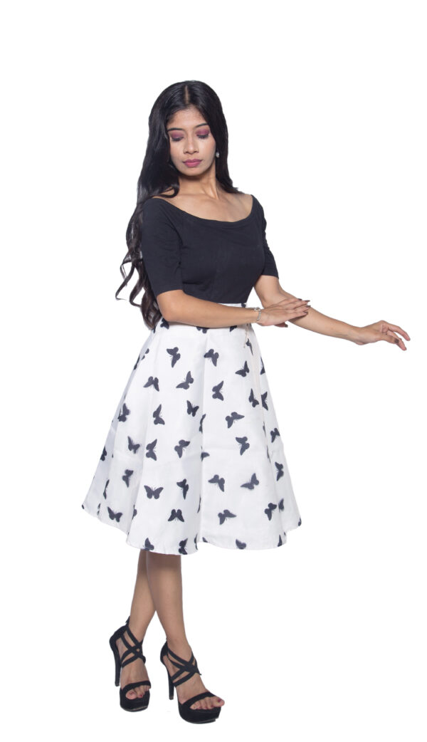 WHITE & BLUE SELF PRINTED COTTON BLEND PARTY WEAR - Image 2