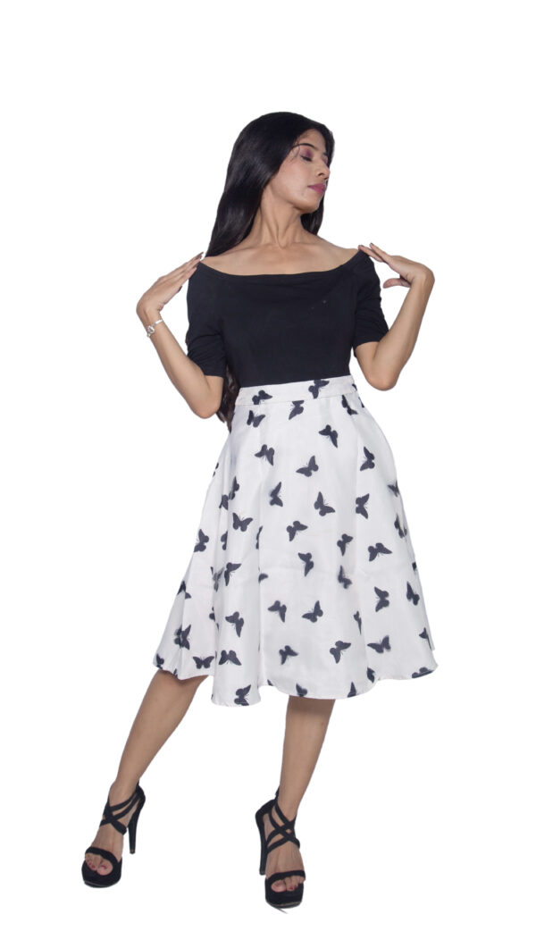WHITE & BLUE SELF PRINTED COTTON BLEND PARTY WEAR - Image 3