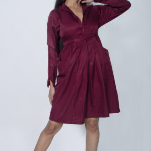 WINE COLOR SATIN PARTY WEAR ONE PIECE