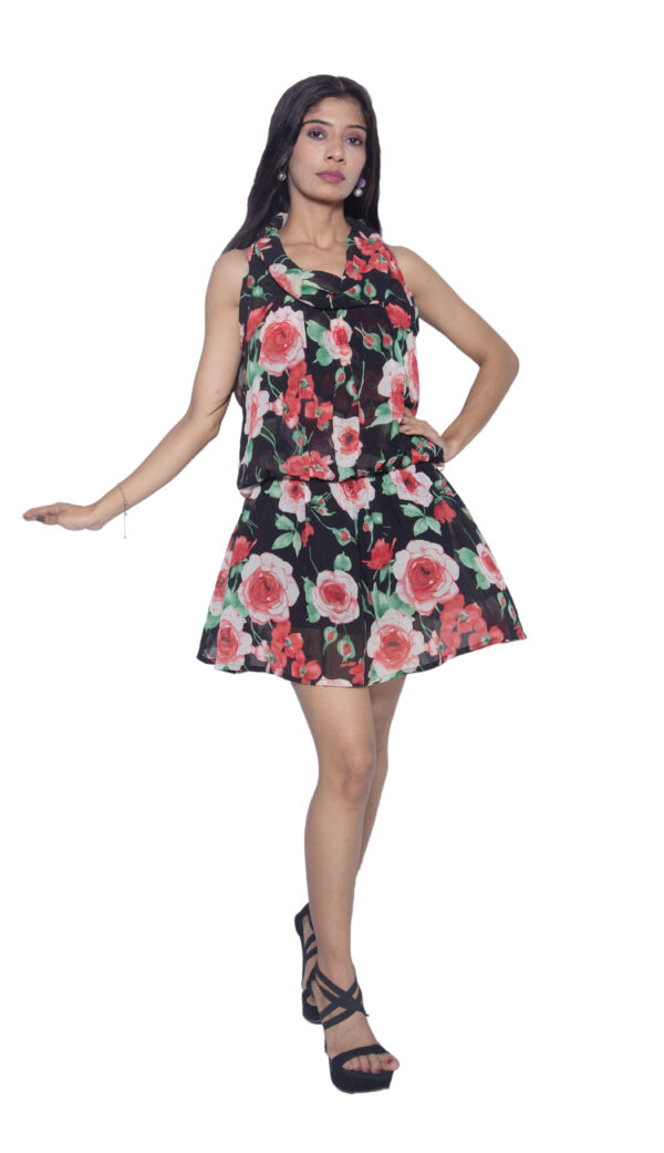 BLACK FLORAL PRINT ONE PIECE - Image 3