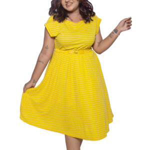 SUNSHINE YELLOW STRIPED COTTON BLEND ONE PIECE