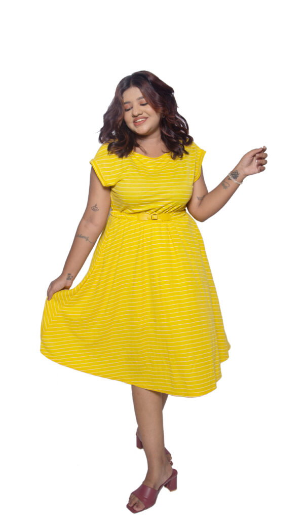 SUNSHINE YELLOW STRIPED COTTON BLEND ONE PIECE