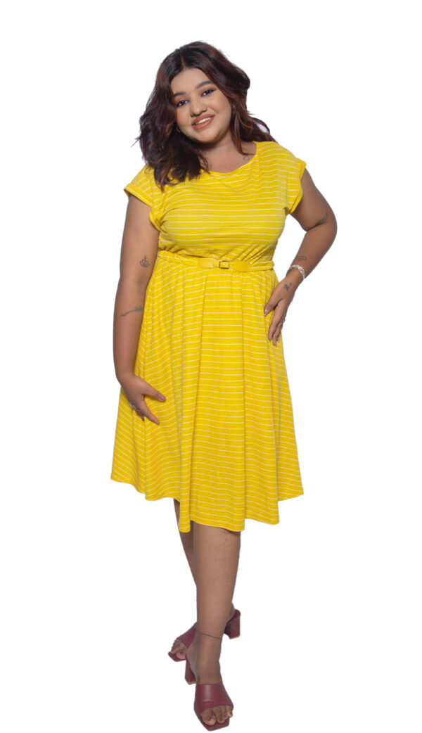 SUNSHINE YELLOW STRIPED COTTON BLEND ONE PIECE - Image 2
