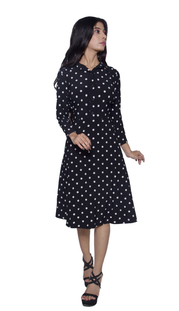 BLACK & WHITE POLKA DOTS ONE PIECE COTTON BLEND LYCRA - Image 2