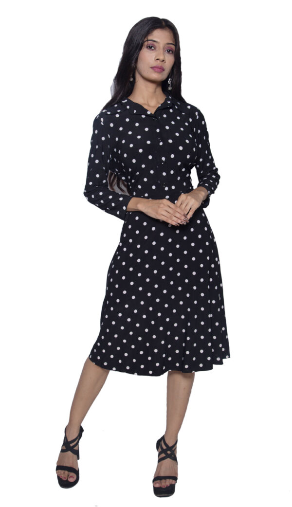 BLACK & WHITE POLKA DOTS ONE PIECE COTTON BLEND LYCRA - Image 3