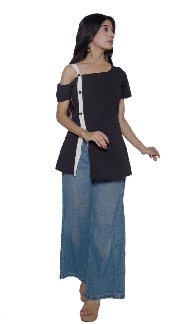 BLACK & WHITE OFF SHOULDER TOP - Image 2