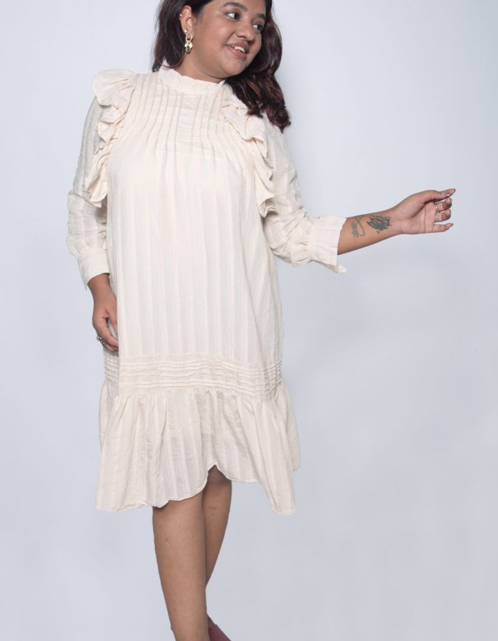 COTTON SELF STRIPE ONE PIECE