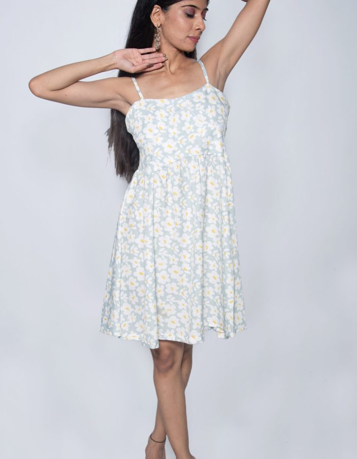 BEACH BLUE FLORAL COTTON ONE PIECE