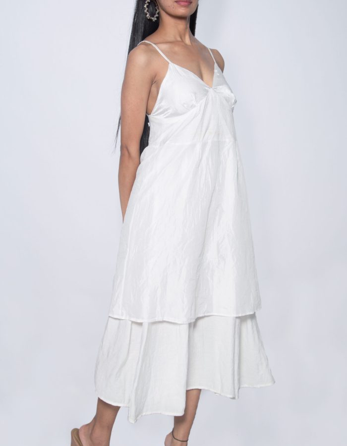 WHITE CHIFFON PARTY WEAR EVENING GOWN