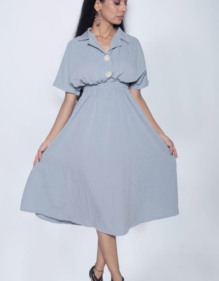 GREYISH BLUE ONE PIECE GOWN